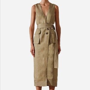 Shona Joy Ellington Wrap Front Linen Blend Dress Size 10